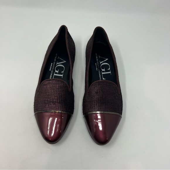 AGL Metallic Leather Flats Shoes Women Size 6 Holiday Winter Work Travel - Picture 2 of 8